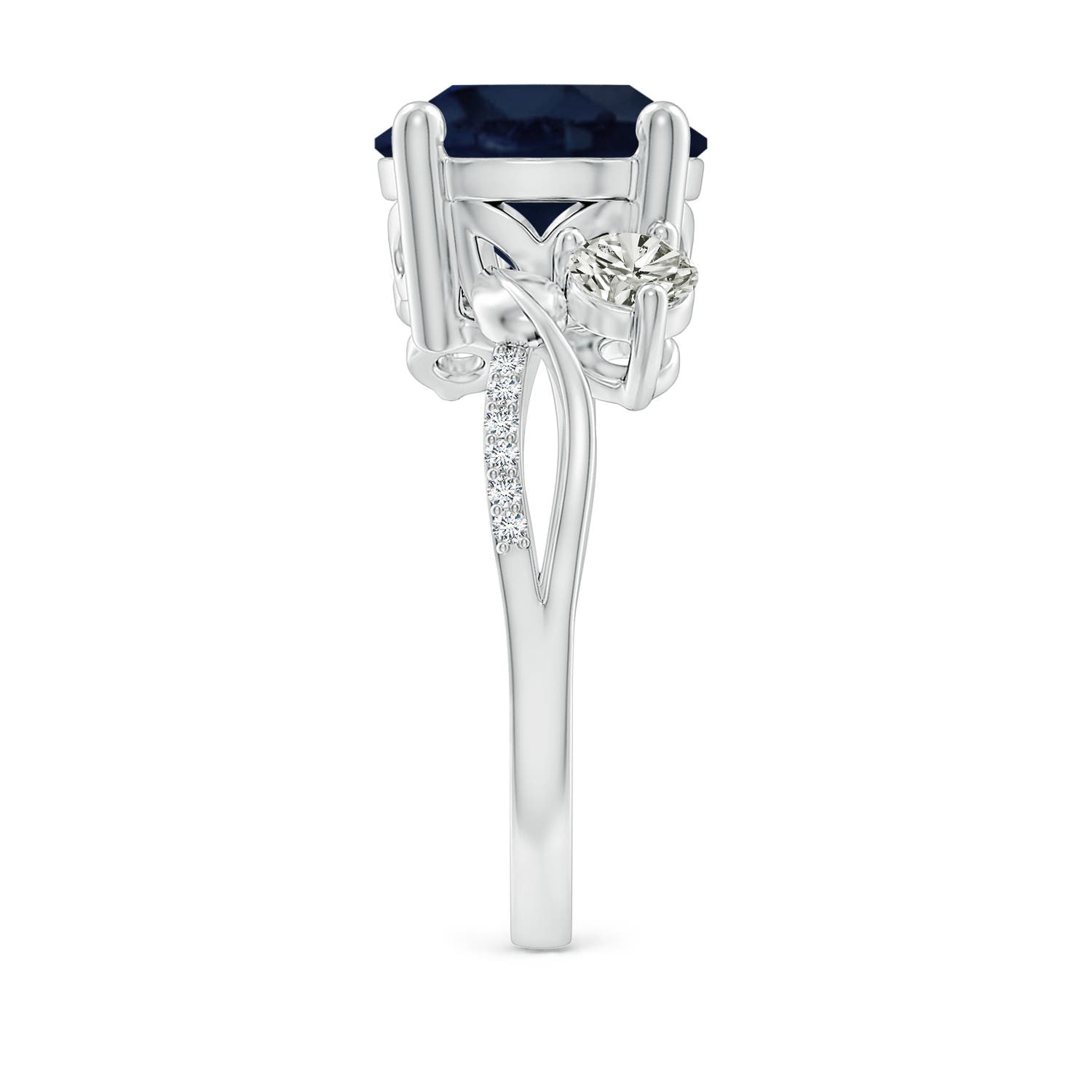 10mm A Sapphire and Diamond Twisted Vine Ring in P950 Platinum - side 5