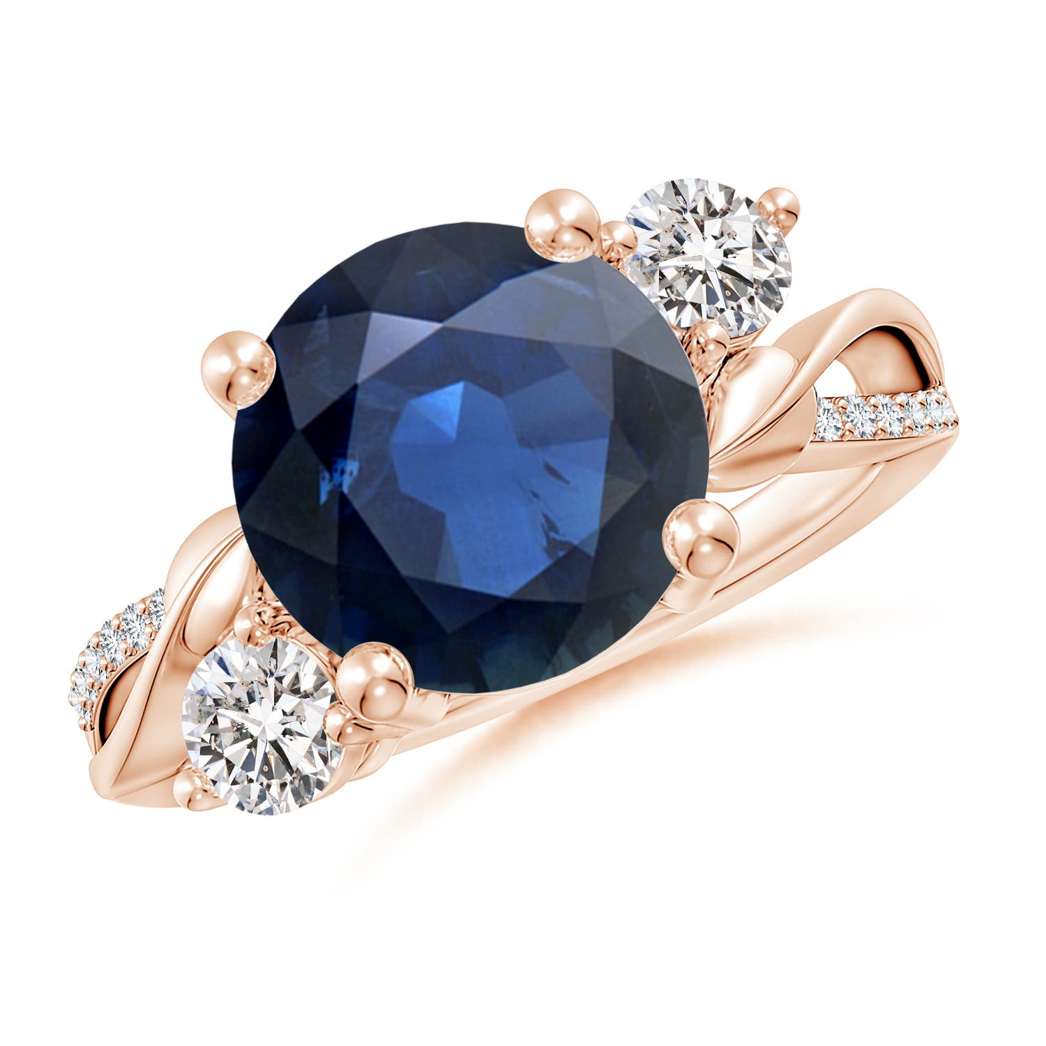 Angara 5.04 CTW Sapphire and Diamond Twisted Vine Engagement Ring in 18K Rose Gold