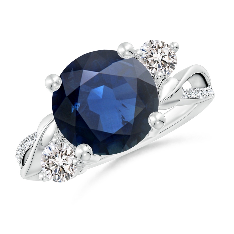 10mm AA Sapphire and Diamond Twisted Vine Ring in P950 Platinum 