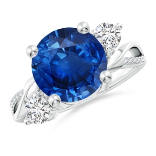 10mm AAA Sapphire and Diamond Twisted Vine Ring in P950 Platinum