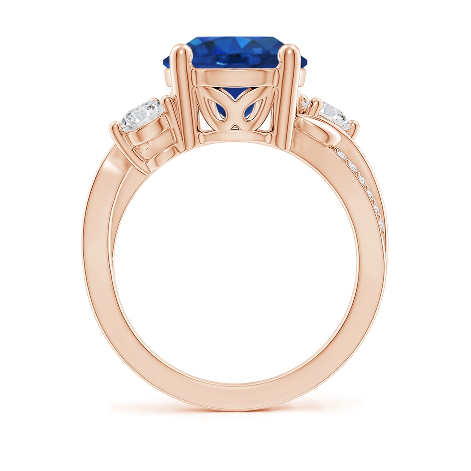 10mm AAA Sapphire and Diamond Twisted Vine Ring in Rose Gold side 199