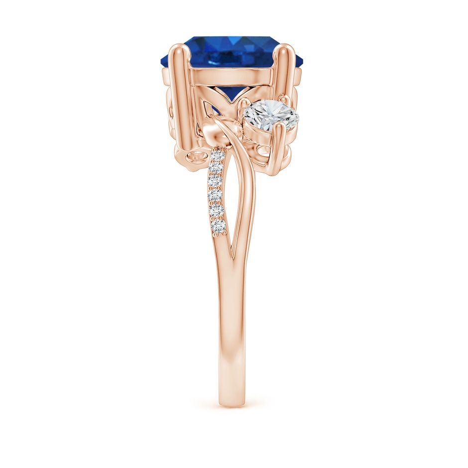 10mm AAA Sapphire and Diamond Twisted Vine Ring in Rose Gold side 299