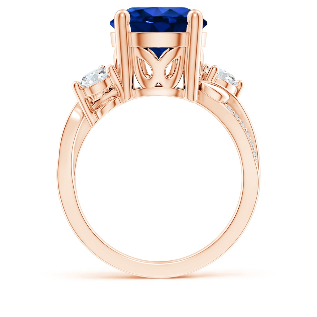 10mm AAAA Sapphire and Diamond Twisted Vine Ring in Rose Gold Side 199