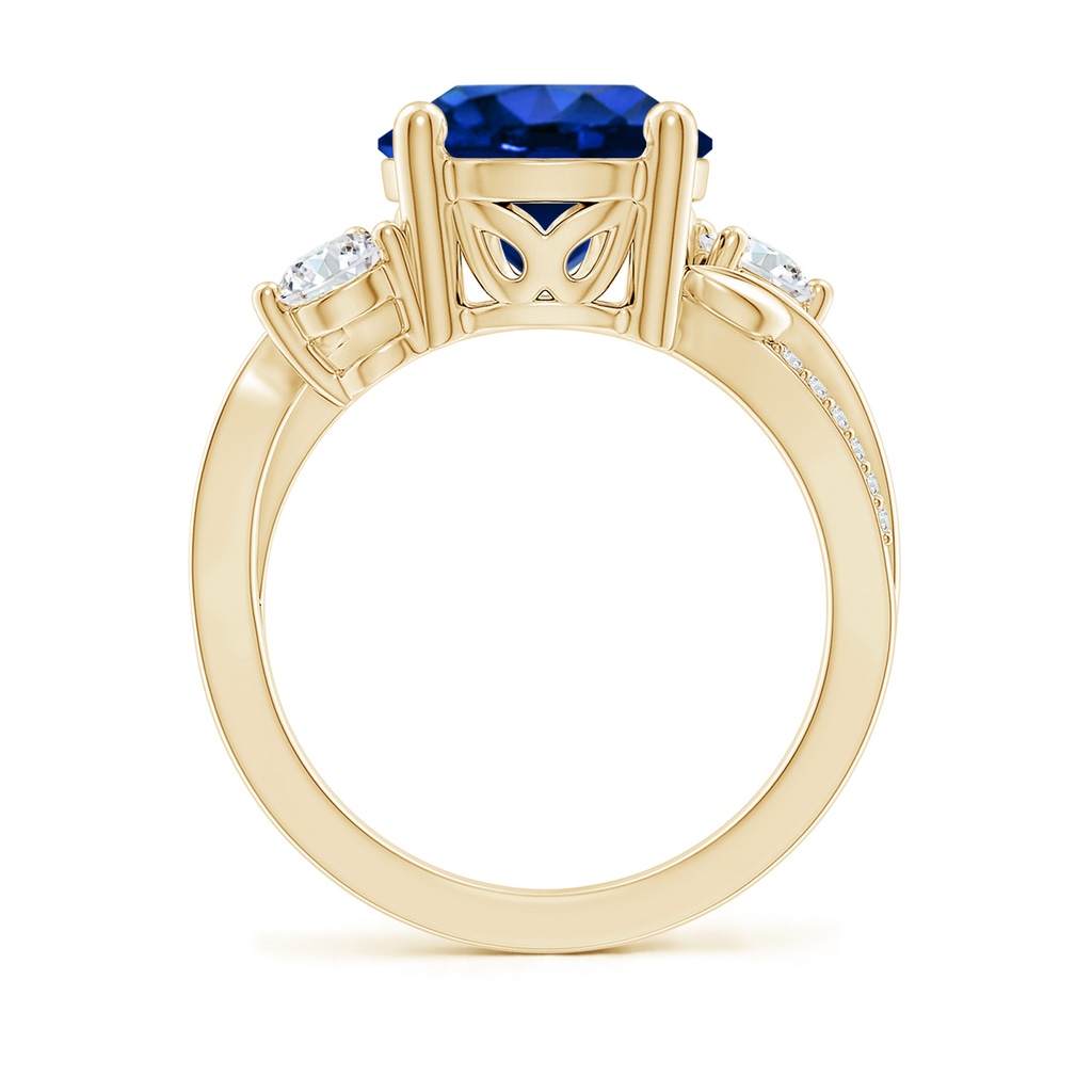 10mm Lab-Grown Sapphire and Diamond Twisted Vine Ring in Yellow Gold - side 199
