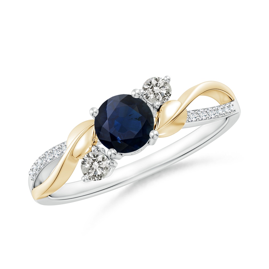 5mm A Sapphire and Diamond Twisted Vine Ring in 10K White Gold 10K Yellow Gold 