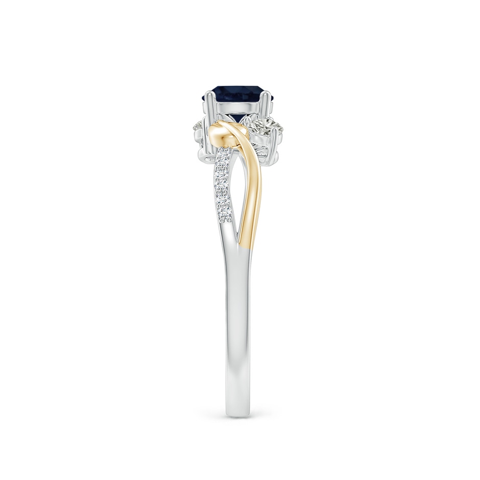 5mm A Sapphire and Diamond Twisted Vine Ring in 10K White Gold 10K Yellow Gold side 299