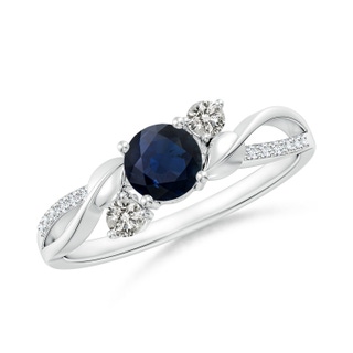 5mm A Sapphire and Diamond Twisted Vine Ring in 10K White Gold