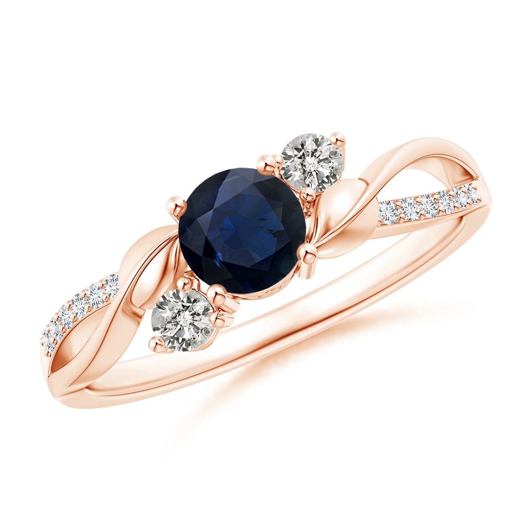5mm A Sapphire and Diamond Twisted Vine Ring in Rose Gold 