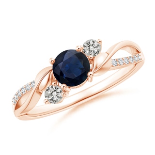 5mm A Sapphire and Diamond Twisted Vine Ring in Rose Gold
