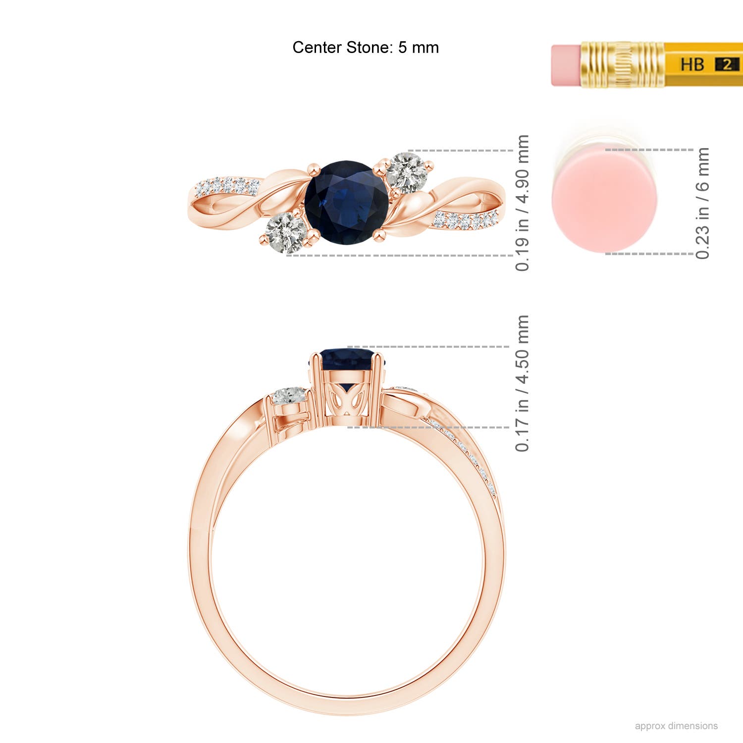 A - Blue Sapphire / 0.8 CT / 14 KT Rose Gold