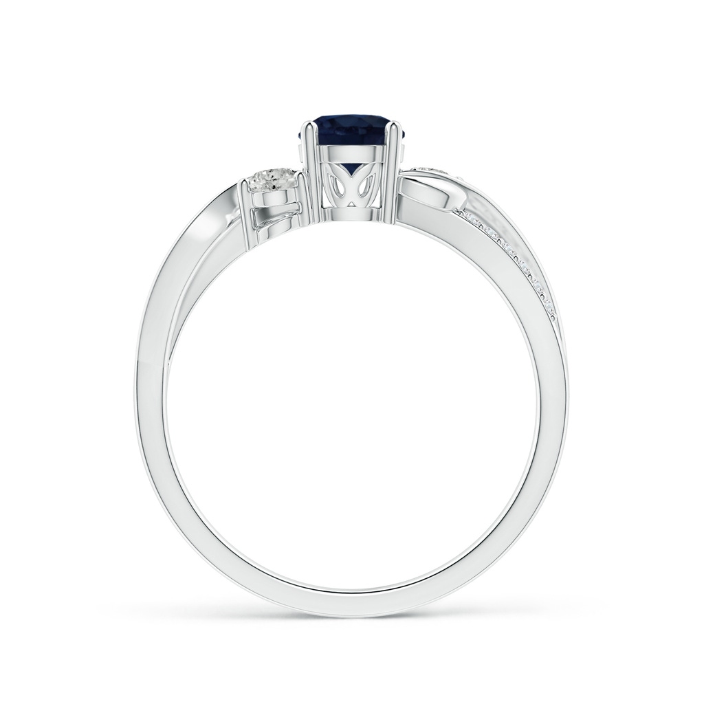 5mm A Sapphire and Diamond Twisted Vine Ring in White Gold Side 199