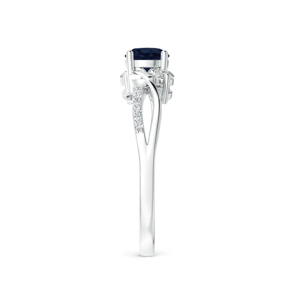 5mm A Sapphire and Diamond Twisted Vine Ring in White Gold Side 299