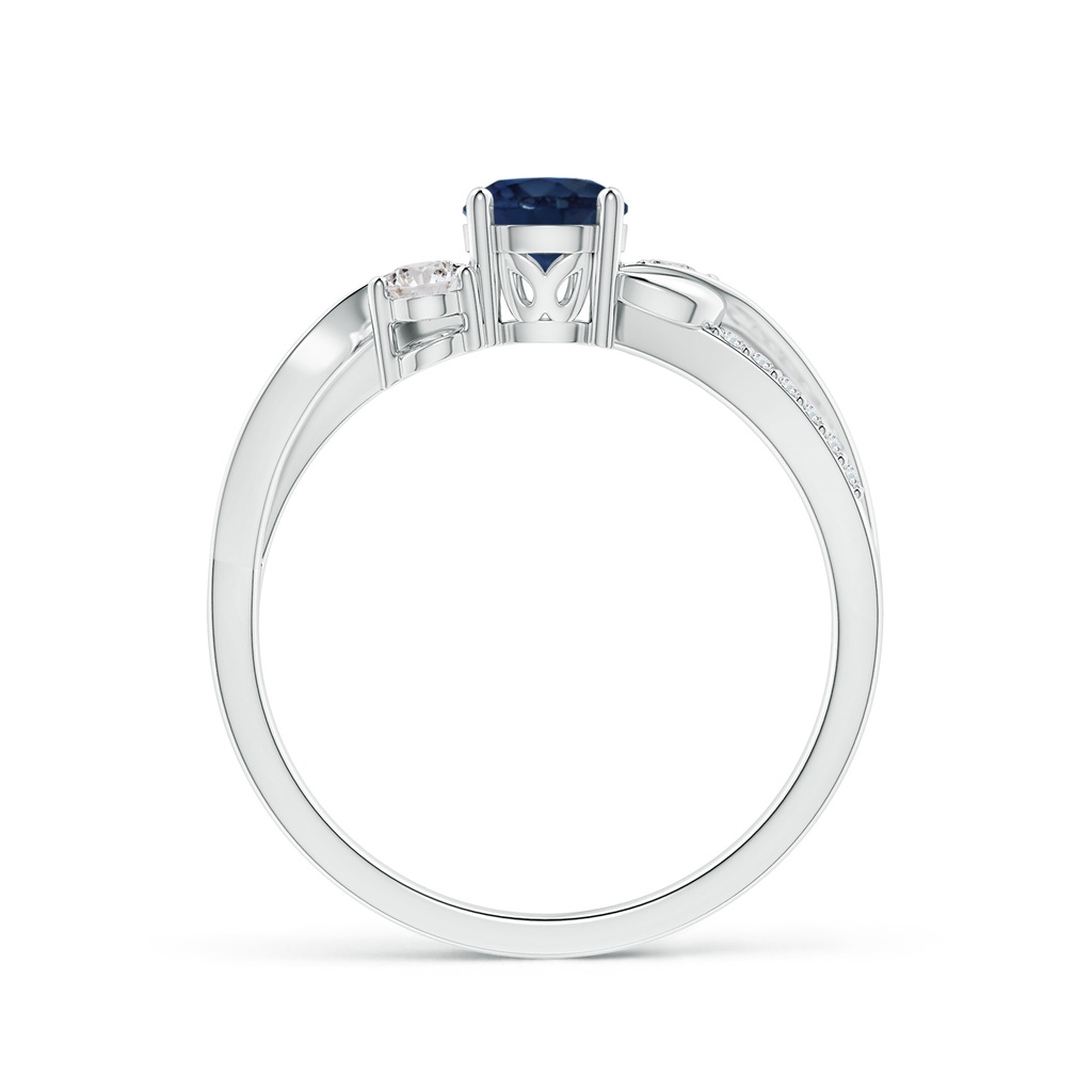 5mm AA Sapphire and Diamond Twisted Vine Ring in 9K White Gold Side 199