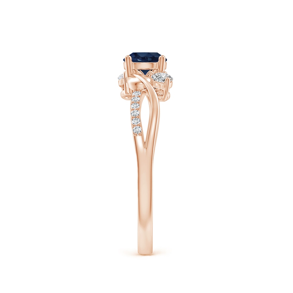 5mm AA Sapphire and Diamond Twisted Vine Ring in Rose Gold side 299