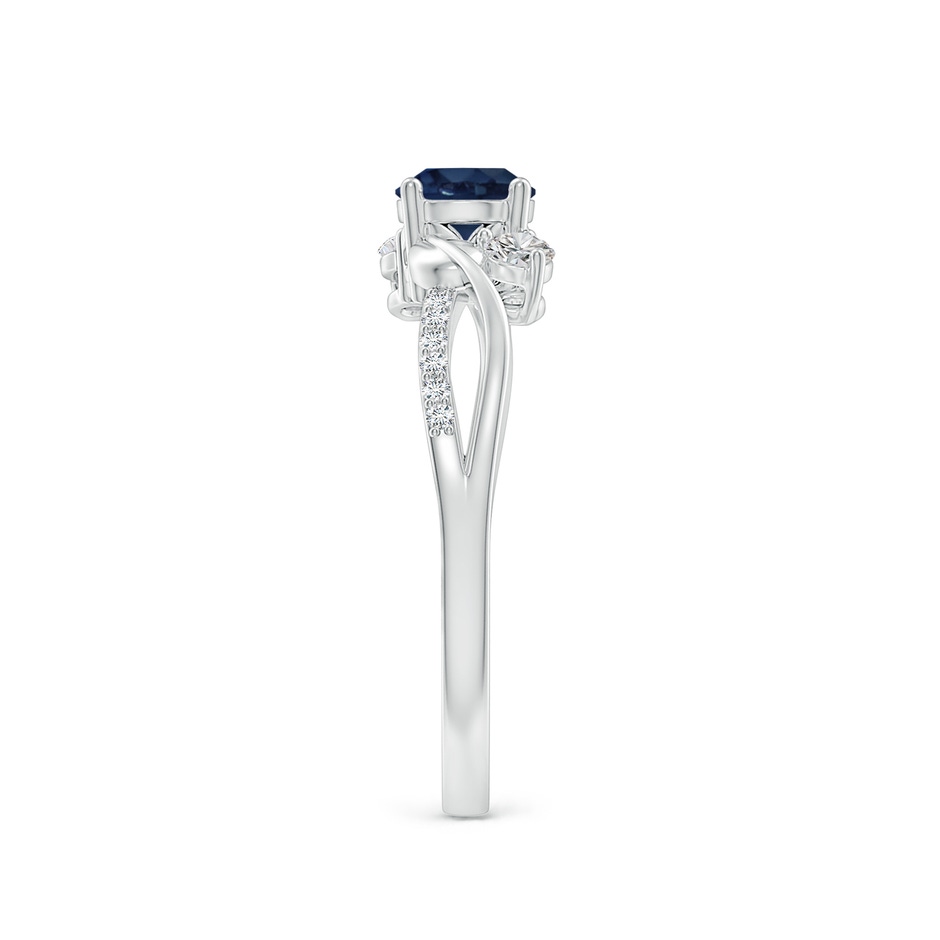 5mm AA Sapphire and Diamond Twisted Vine Ring in White Gold side 299