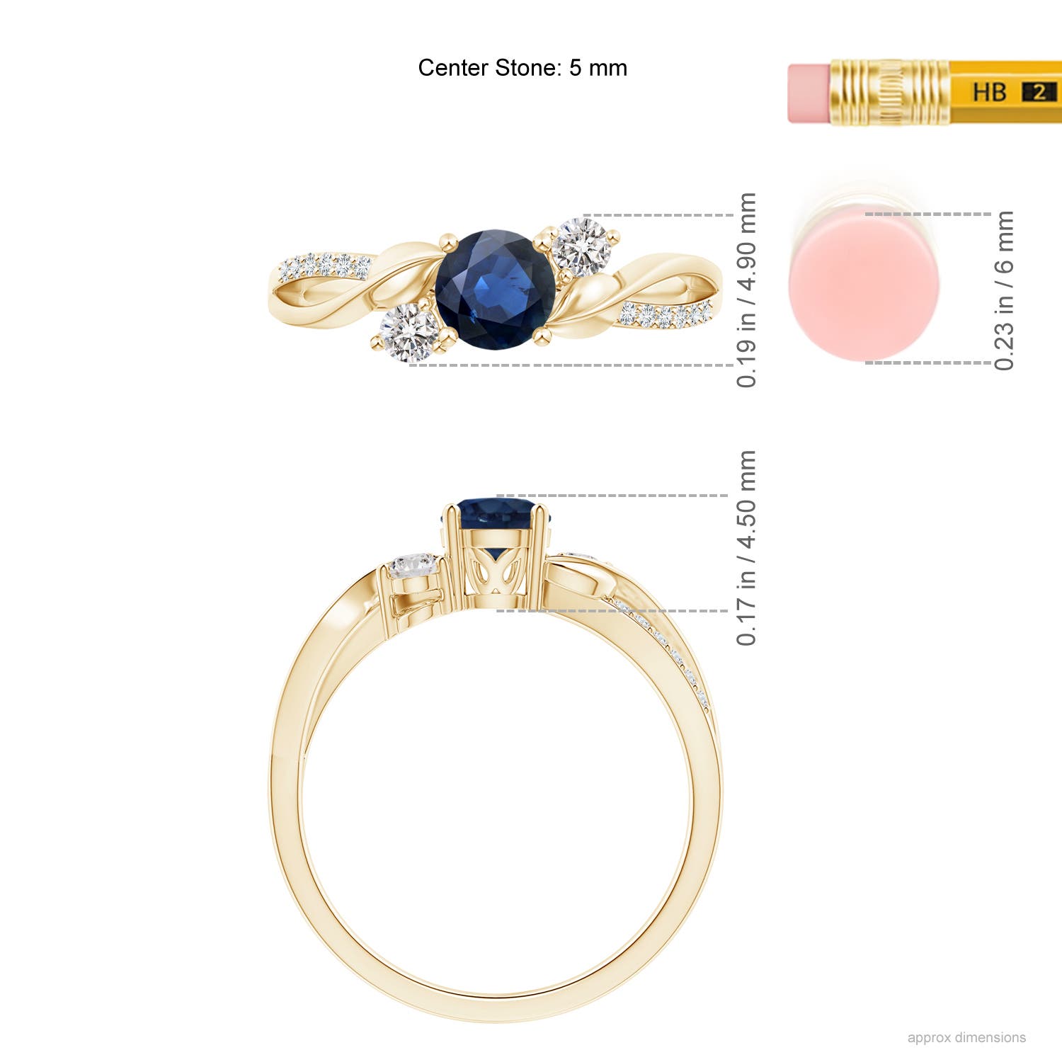 AA - Blue Sapphire / 0.8 CT / 14 KT Yellow Gold