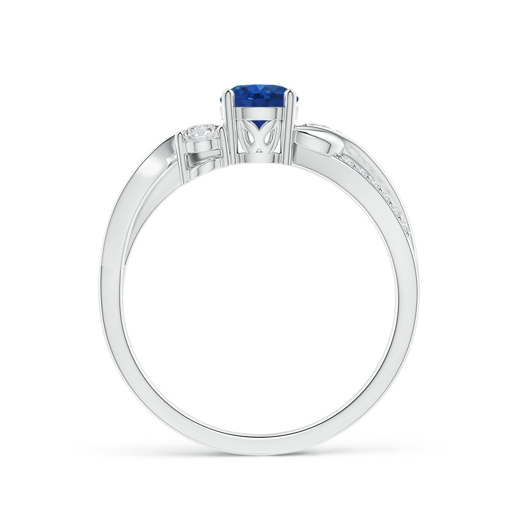 5mm AAA Sapphire and Diamond Twisted Vine Ring in 10K White Gold Side 199