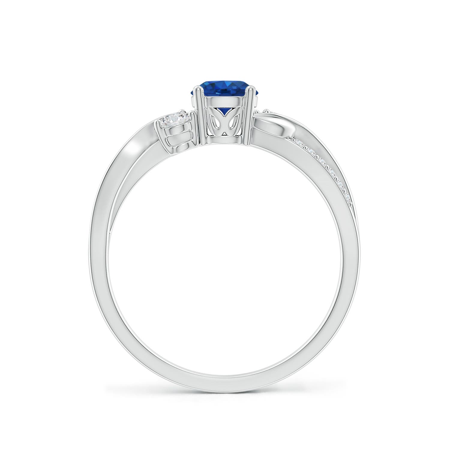 5mm AAA Sapphire and Diamond Twisted Vine Ring in P950 Platinum