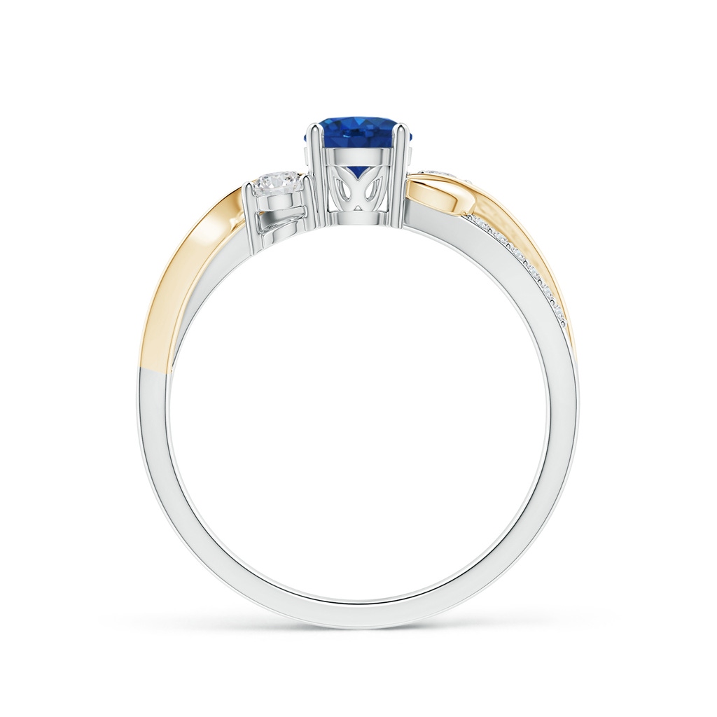 5mm AAA Sapphire and Diamond Twisted Vine Ring in White Gold Yellow Gold Side 199