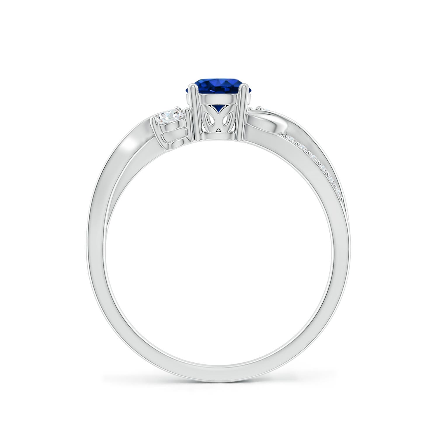 5mm AAAA Sapphire and Diamond Twisted Vine Ring in P950 Platinum