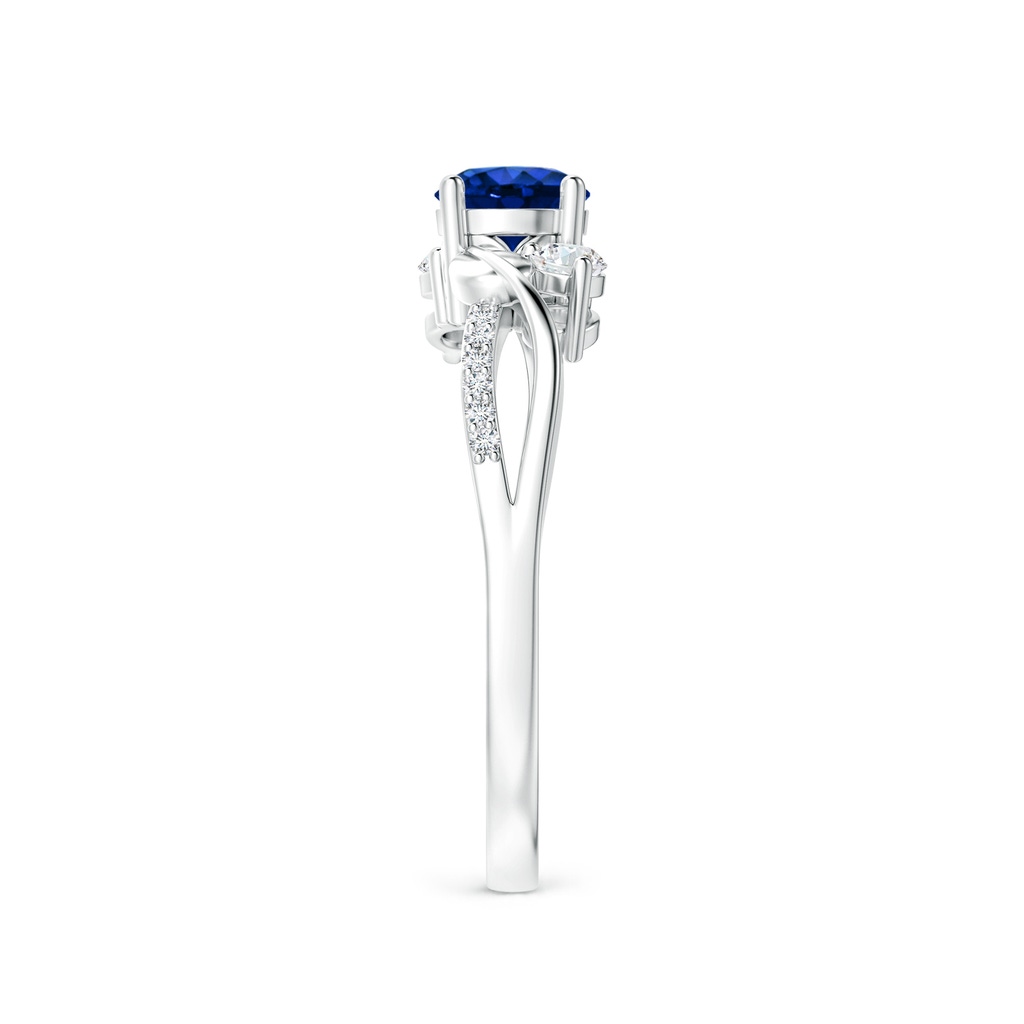 5mm AAAA Sapphire and Diamond Twisted Vine Ring in P950 Platinum Side 299