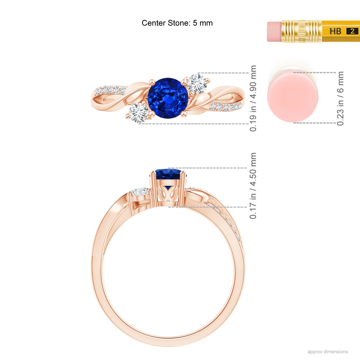 AAAA - Blue Sapphire / 0.8 CT / 14 KT Rose Gold