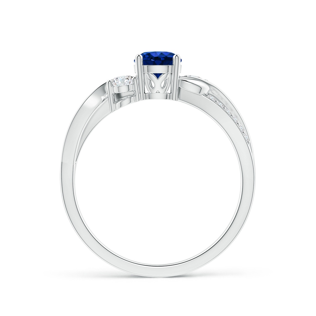 5mm AAAA Sapphire and Diamond Twisted Vine Ring in White Gold Side 199