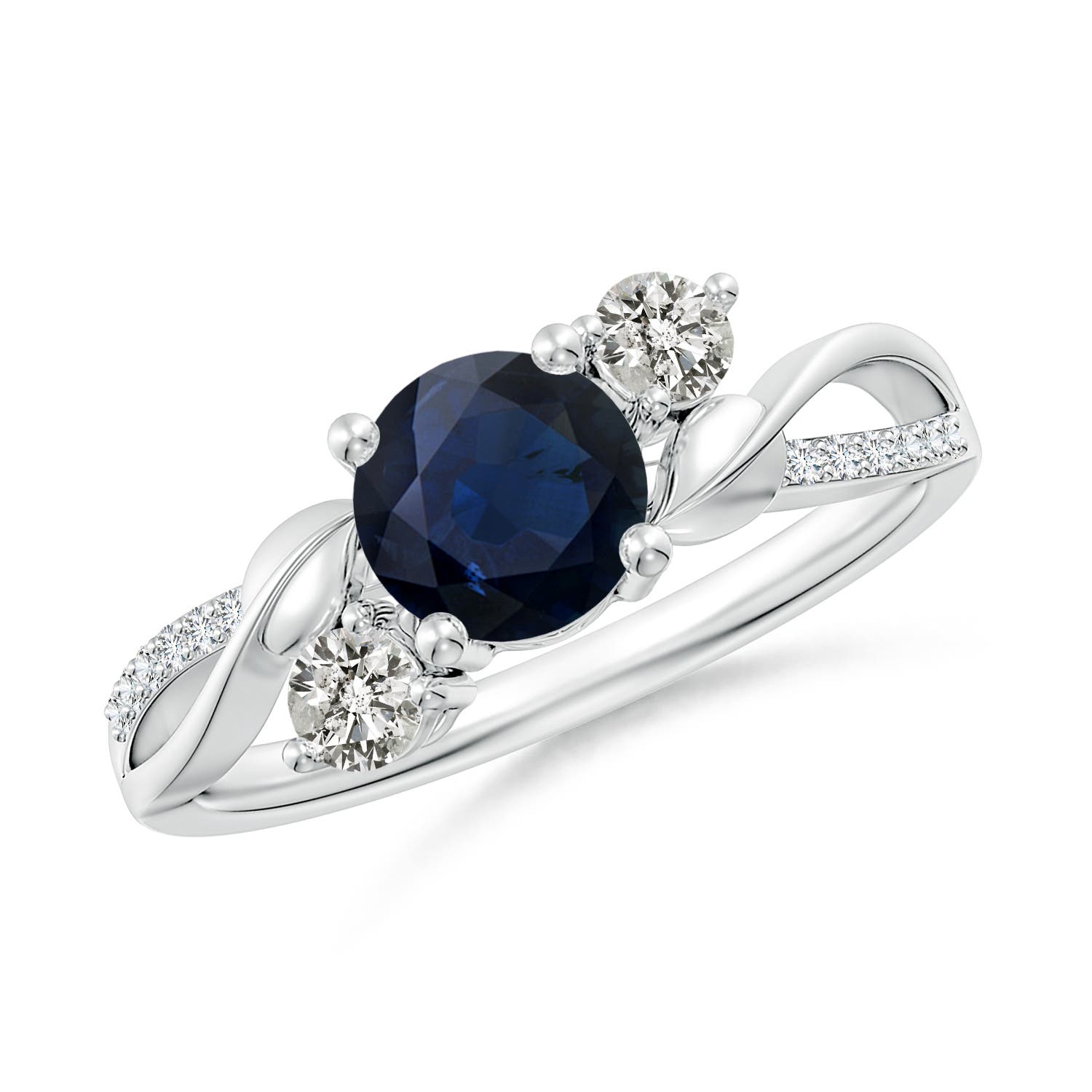 6mm A Sapphire and Diamond Twisted Vine Ring in P950 Platinum