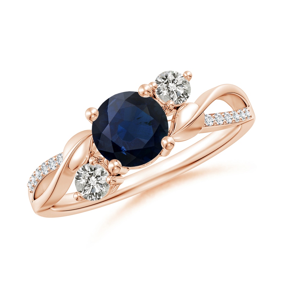 6mm A Sapphire and Diamond Twisted Vine Ring in Rose Gold 