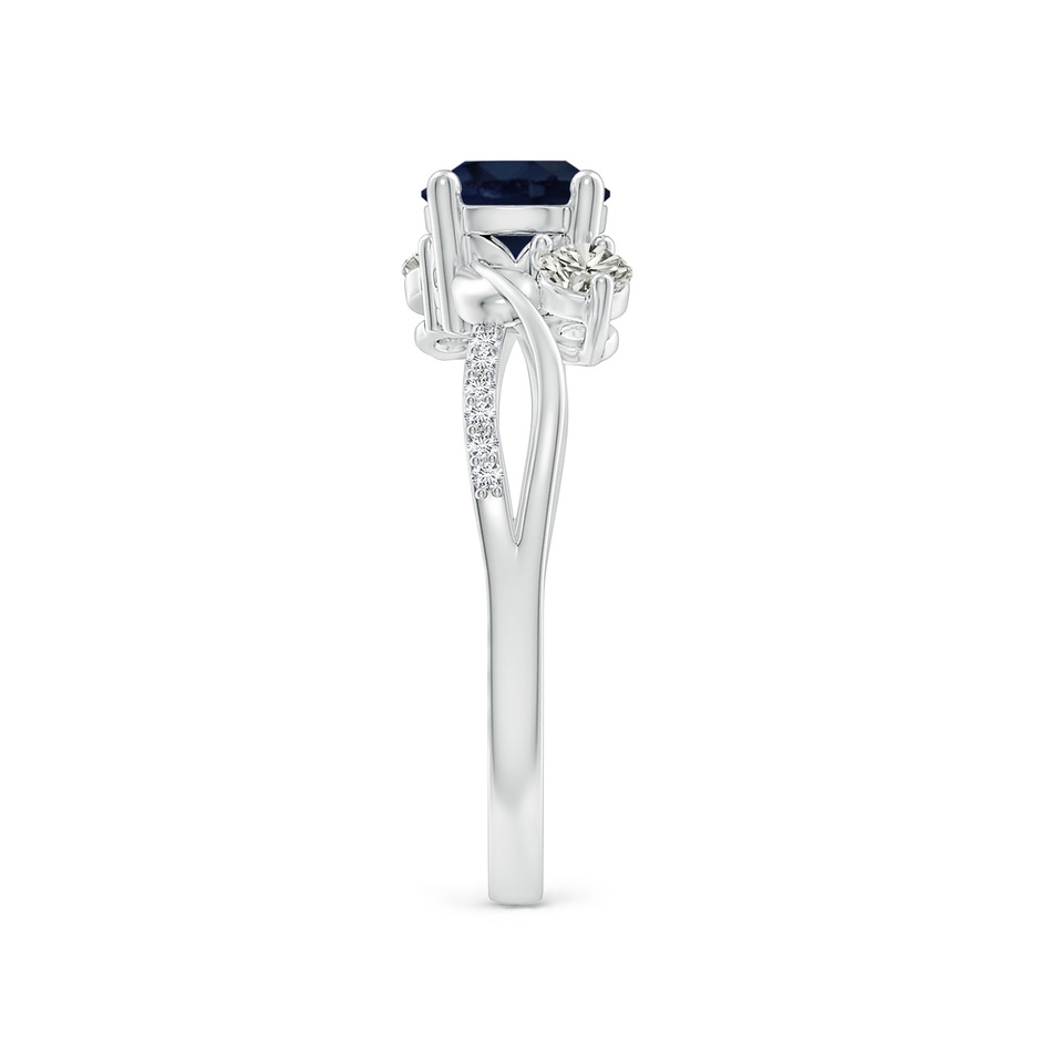 6mm A Sapphire and Diamond Twisted Vine Ring in White Gold side 299