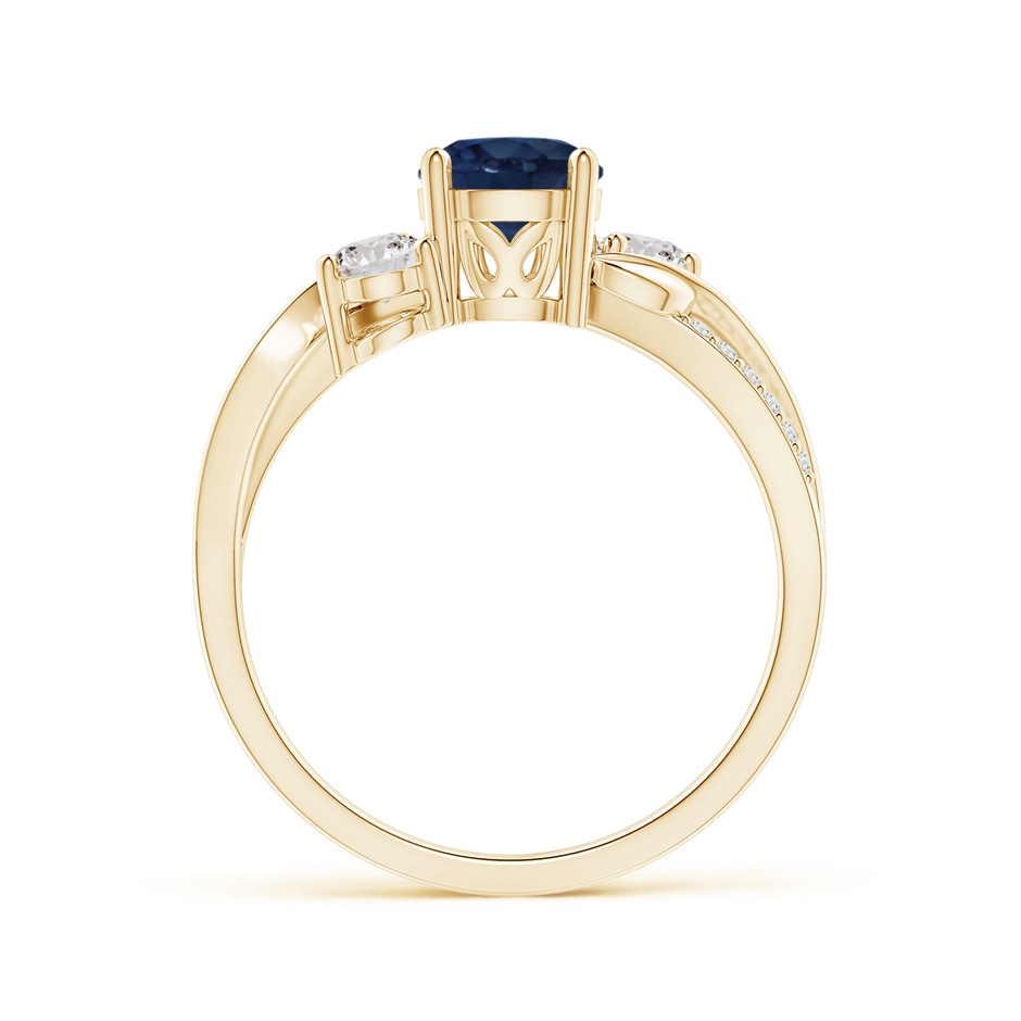 6mm AA Sapphire and Diamond Twisted Vine Ring in Yellow Gold side 199
