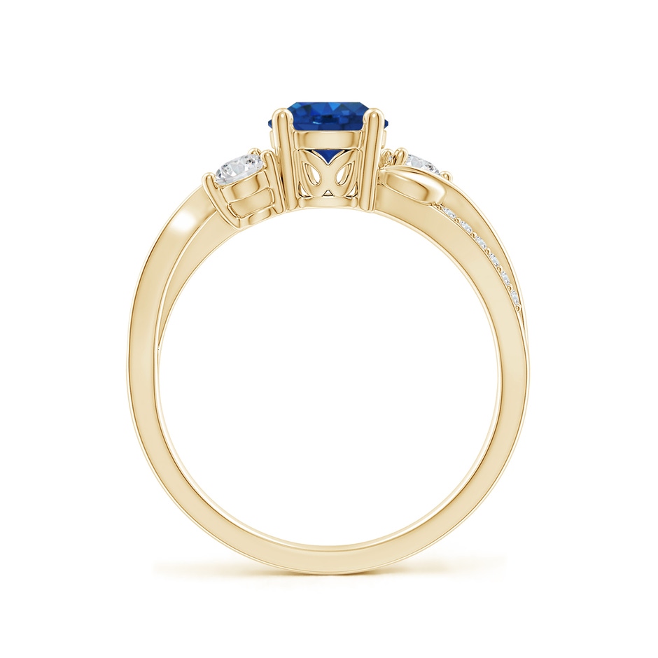6mm AAA Sapphire and Diamond Twisted Vine Ring in Yellow Gold side 199