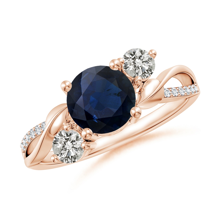 7mm A Sapphire and Diamond Twisted Vine Ring in Rose Gold 