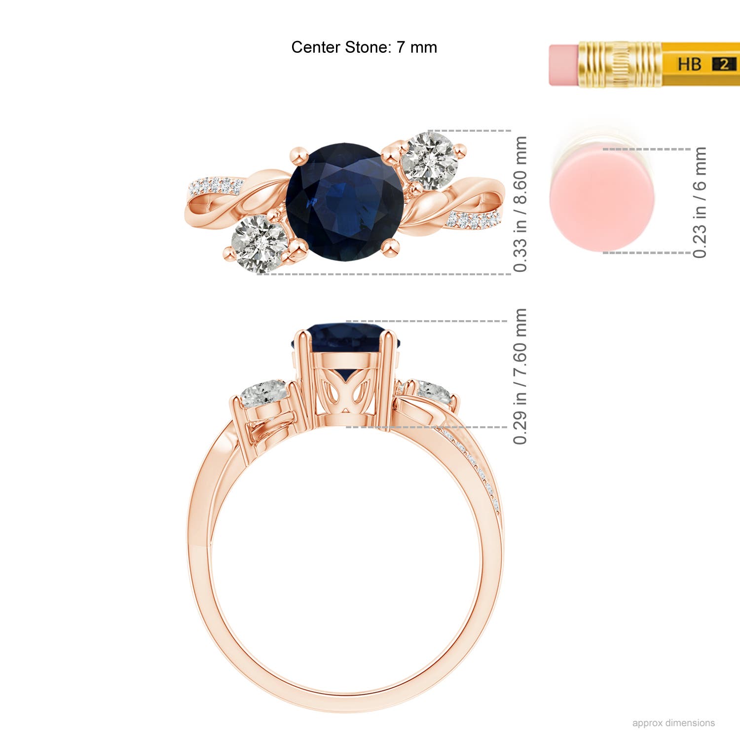 A - Blue Sapphire / 1.98 CT / 14 KT Rose Gold