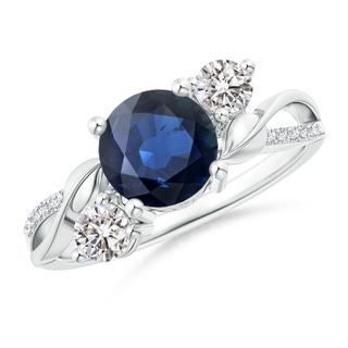 7mm AA Sapphire and Diamond Twisted Vine Ring in P950 Platinum