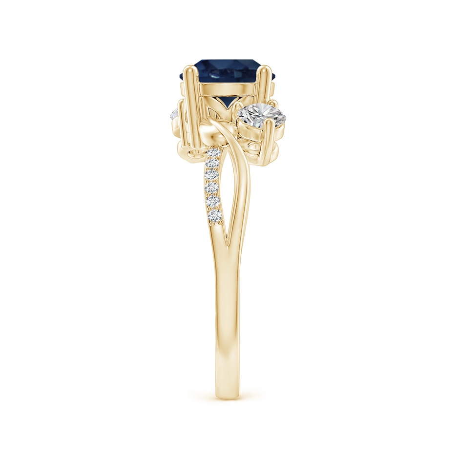 7mm AA Sapphire and Diamond Twisted Vine Ring in Yellow Gold side 299