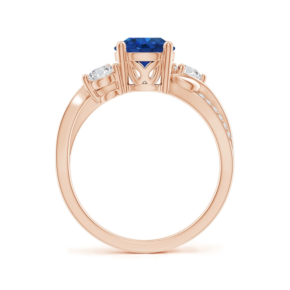 7mm AAA Sapphire and Diamond Twisted Vine Ring in 18K Rose Gold side 199