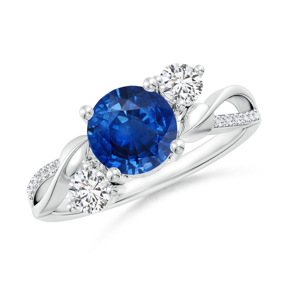 7mm AAA Sapphire and Diamond Twisted Vine Ring in P950 Platinum 
