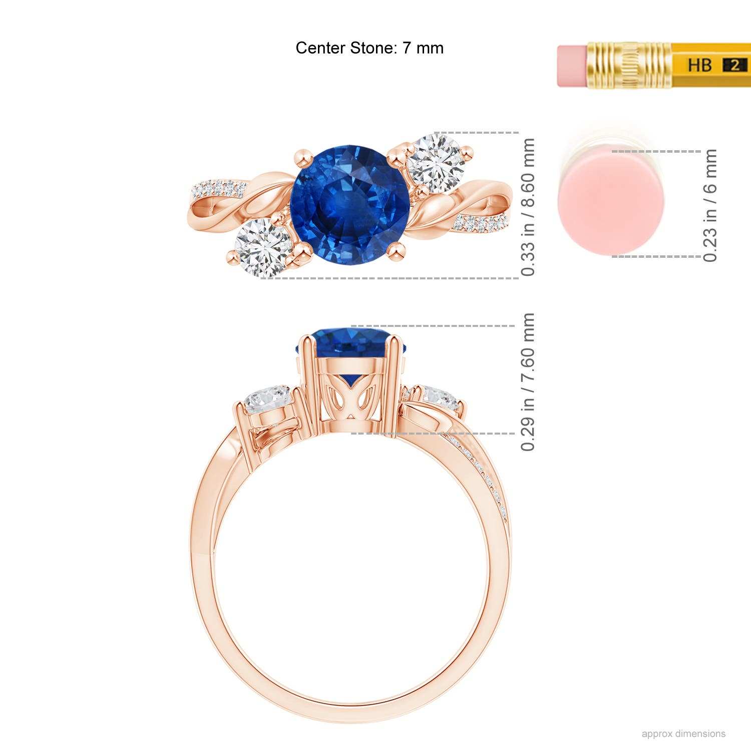 AAA - Blue Sapphire / 1.98 CT / 14 KT Rose Gold