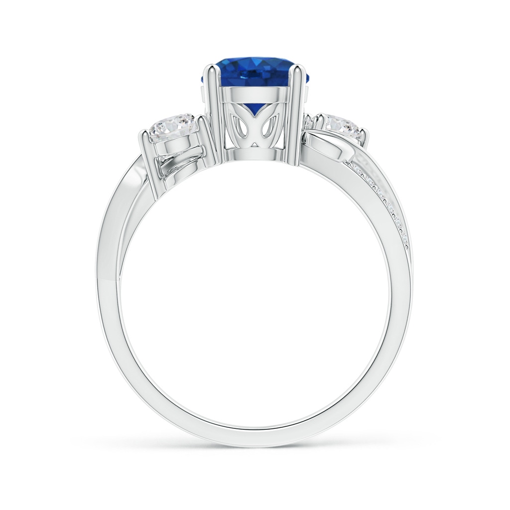 7mm AAA Sapphire and Diamond Twisted Vine Ring in White Gold Side 199