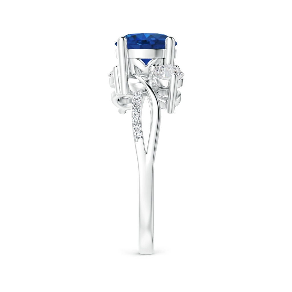 7mm AAA Sapphire and Diamond Twisted Vine Ring in White Gold Side 299