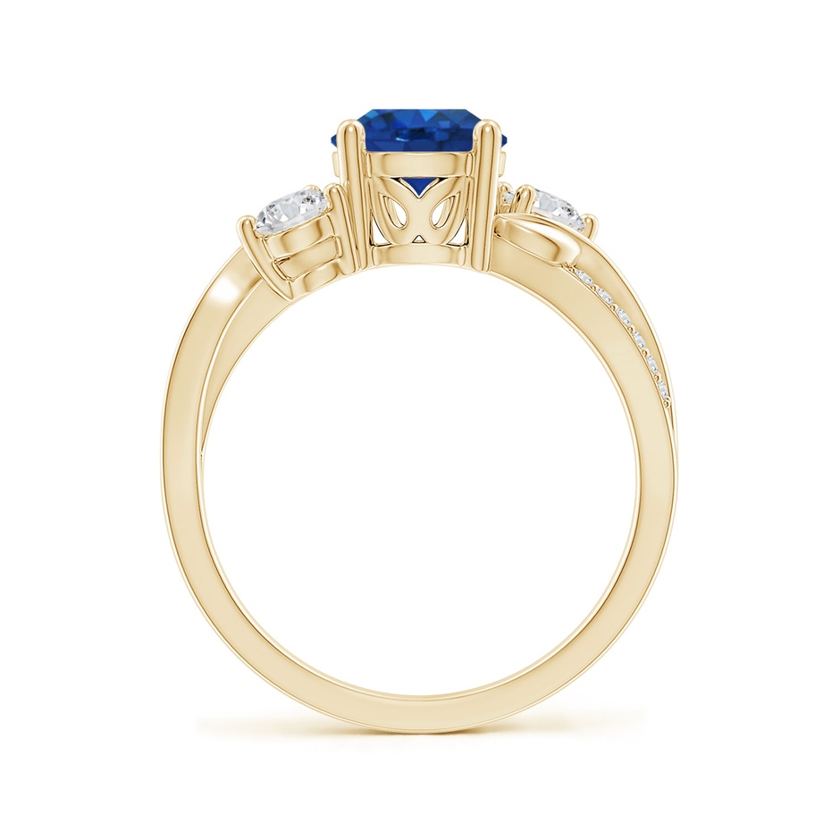 7mm AAA Sapphire and Diamond Twisted Vine Ring in Yellow Gold side 199