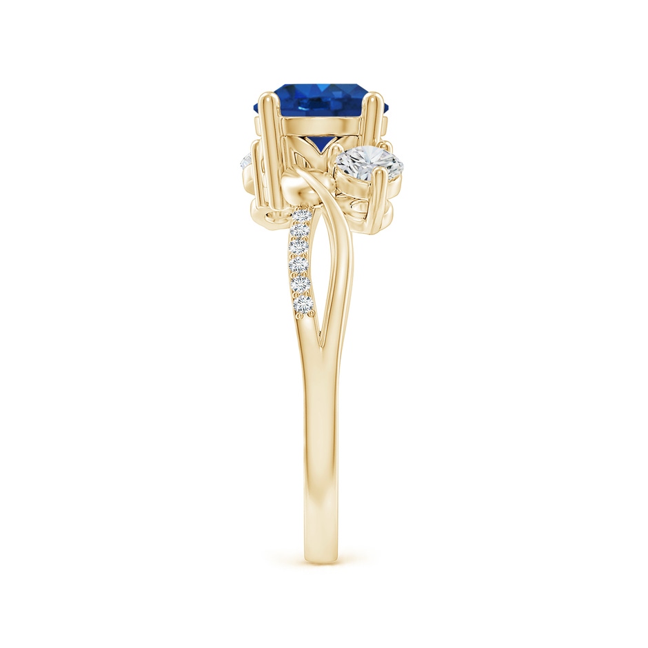 7mm AAA Sapphire and Diamond Twisted Vine Ring in Yellow Gold side 299