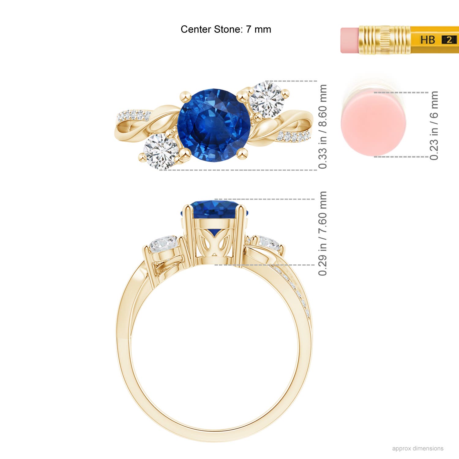 AAA - Blue Sapphire / 1.98 CT / 14 KT Yellow Gold