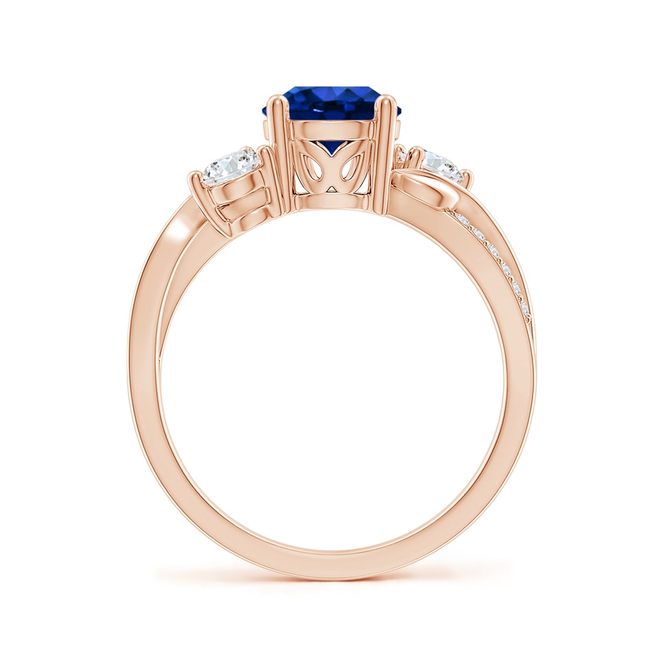7mm AAAA Sapphire and Diamond Twisted Vine Ring in 18K Rose Gold side 199