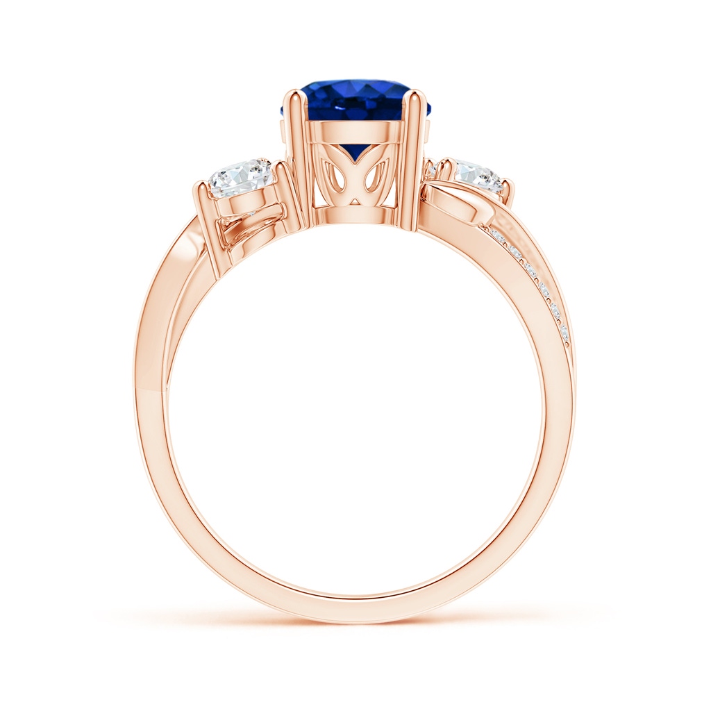 7mm AAAA Sapphire and Diamond Twisted Vine Ring in Rose Gold Side 199