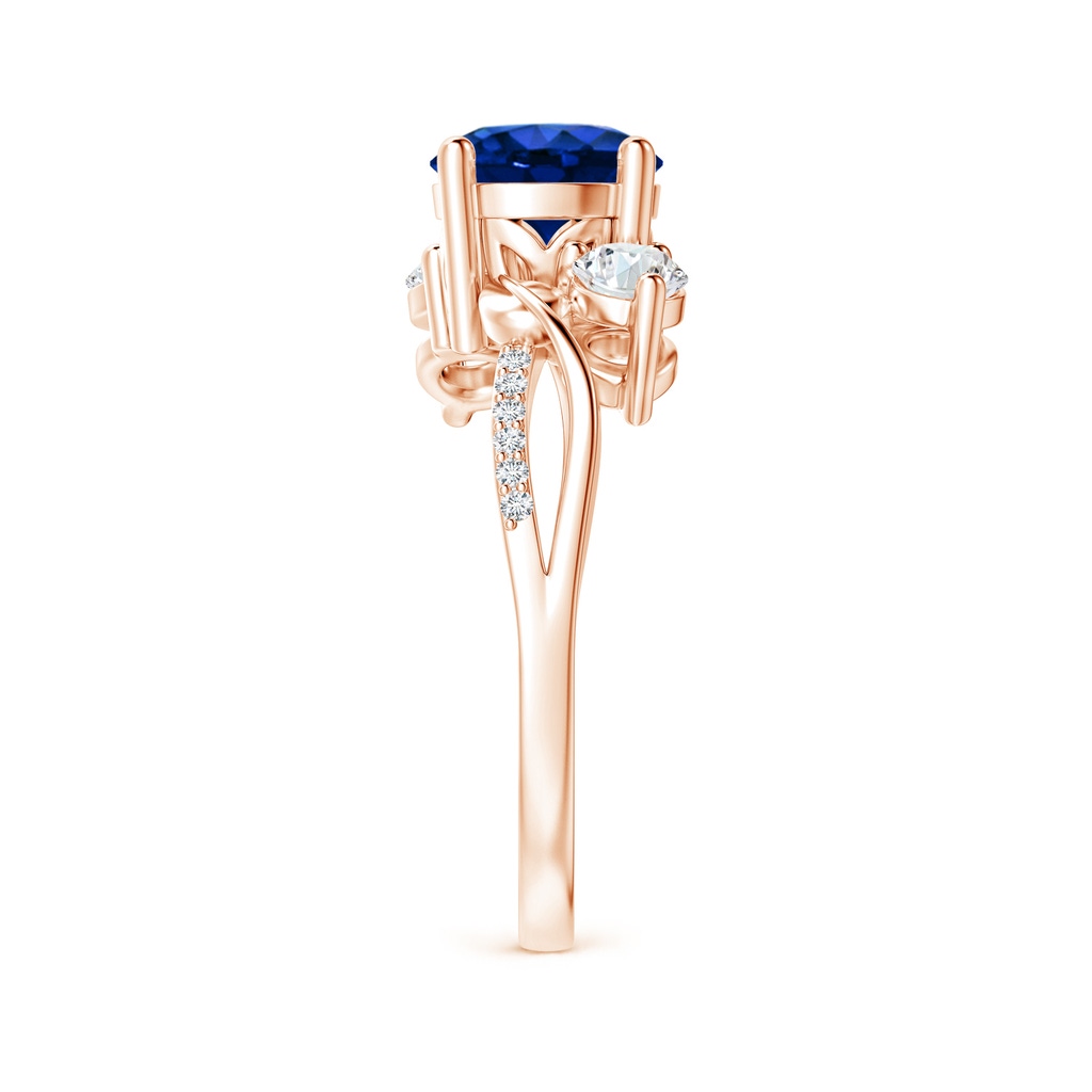 7mm AAAA Sapphire and Diamond Twisted Vine Ring in Rose Gold Side 299