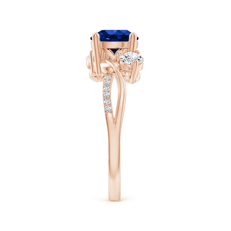 7mm AAAA Sapphire and Diamond Twisted Vine Ring in Rose Gold side 299