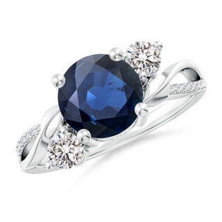 8mm AA Sapphire and Diamond Twisted Vine Ring in P950 Platinum