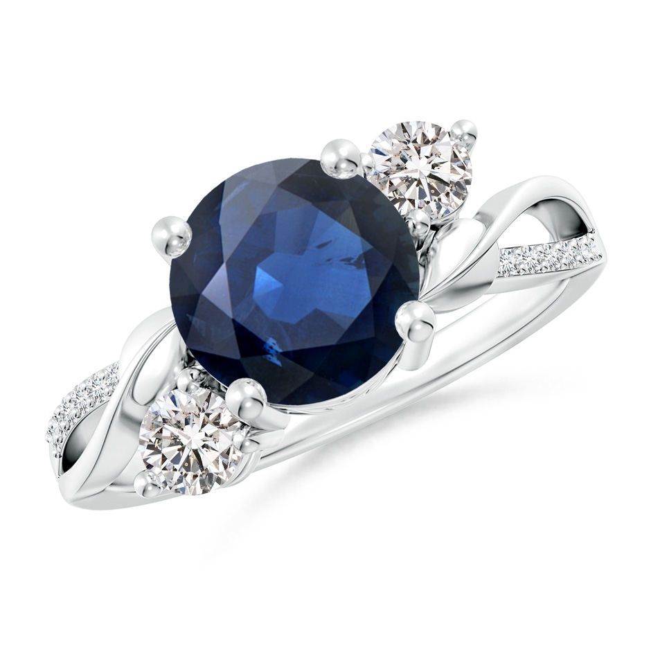 8mm AA Sapphire and Diamond Twisted Vine Ring in P950 Platinum 